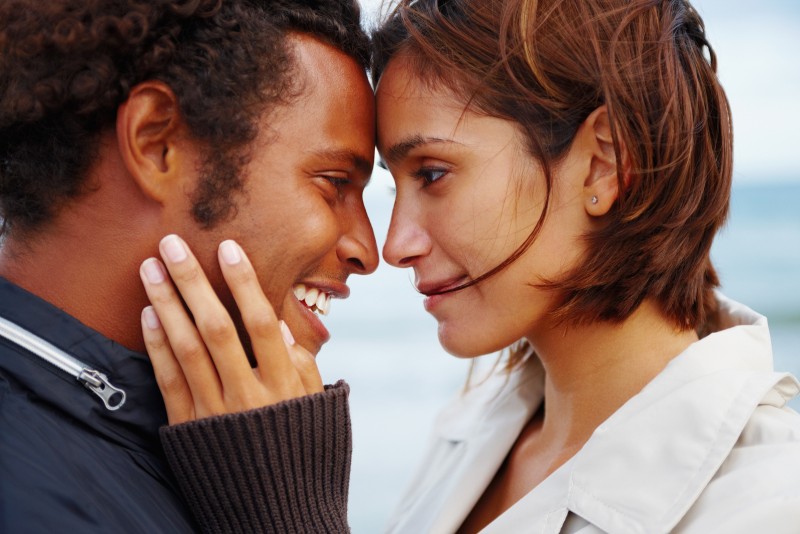 Smiling young couple in love